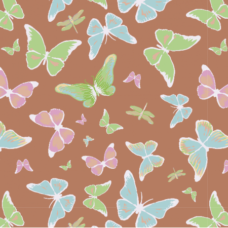 Tkanina 3207 | butterflies, brown