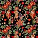 Fabric 30883 | Walentynki W Bujnym Ogrodzie - Czarne Tło 