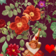 Fabric 30887 | Walentynki W Bujnym Ogrodzie - Bordowe Tło 