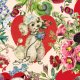 Tkanina 30928 | Pieski I Kotki Świętują Walentynki - Brzoskwiniowe Tło 