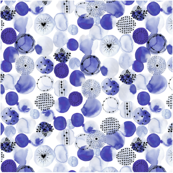 Fabric 31136 | watercolor dots and hearts in very peri blue