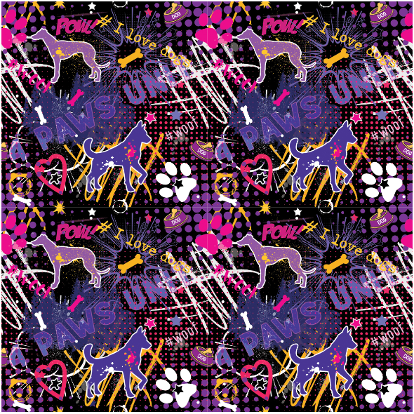 Tkanina 31661 | Doggies purple/ pink 10cm [kp]
