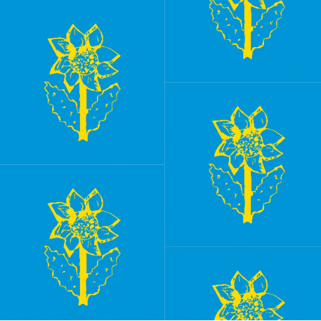 Tkanina 31932 | Sunflower - blue yellow pattern