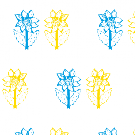 Fabric 31935 | Sunflowers - blue-yellow  pattern