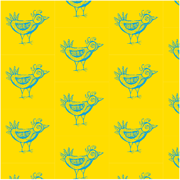 Tkanina 31937 | Bird yellow blue pattern