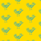 Tkanina 31937 | Bird yellow blue pattern