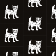 Tkanina 31973 | Little cat white balck patern