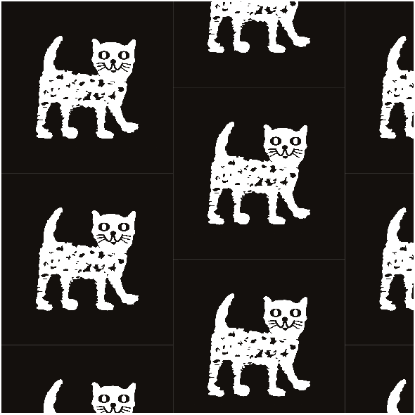 Fabric 31973 | Little cat white balck patern