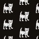 Tkanina 31973 | Little cat white balck patern