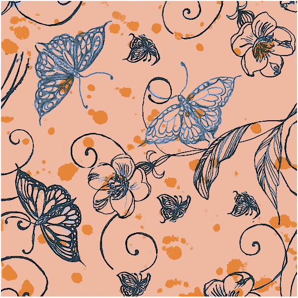 Fabric 32274 | Motyl i kwiat 2