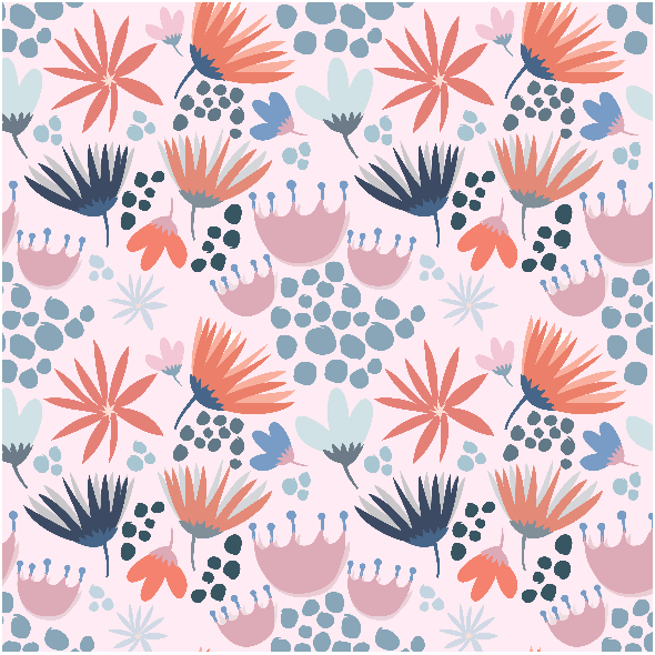 Fabric 3364 | Wiosenne kwiatki na różowym
