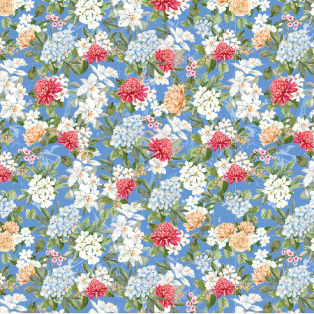 Fabric 32463 | Thai flowers on blue