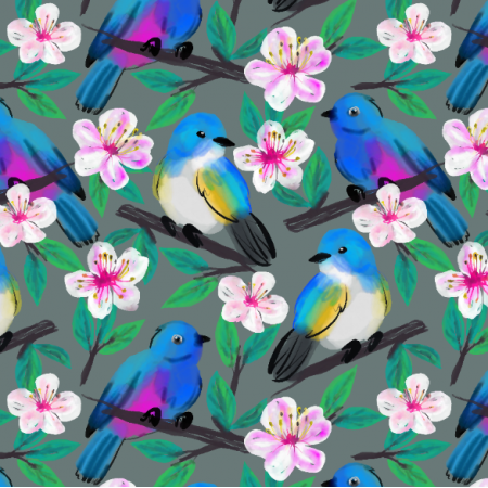 Fabric 32875 | wiosenne ptaki
