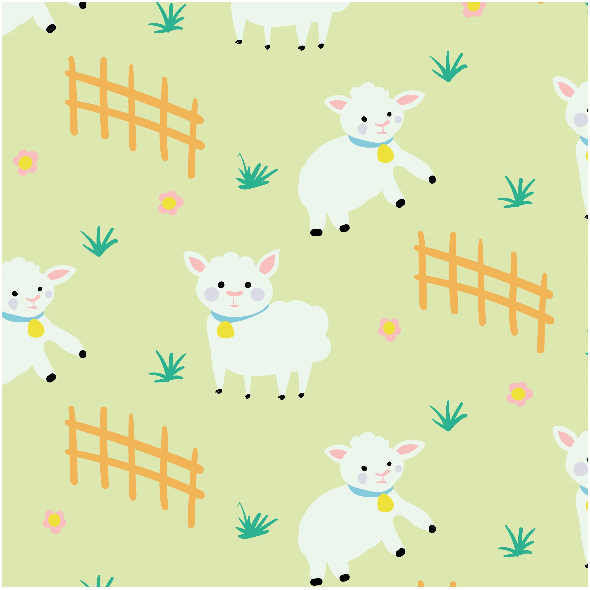 Tkanina 32988 | Słodkie owieczki na pastwisku