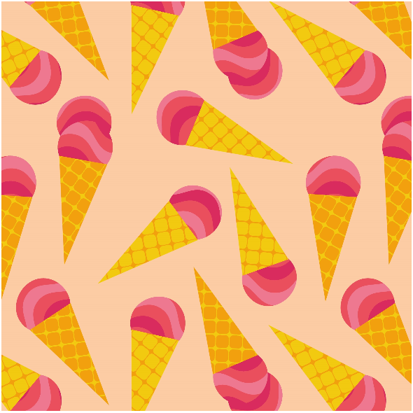 Tkanina 33015 | Pink ice cream in yellow cones słodkie lody