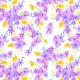 Fabric 33073 | fioletowo-żółte kwiaty digital lavender and yellow watercolor floral