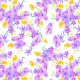 Tkanina 33073 | fioletowo-żółte kwiaty digital lavender and yellow watercolor floral