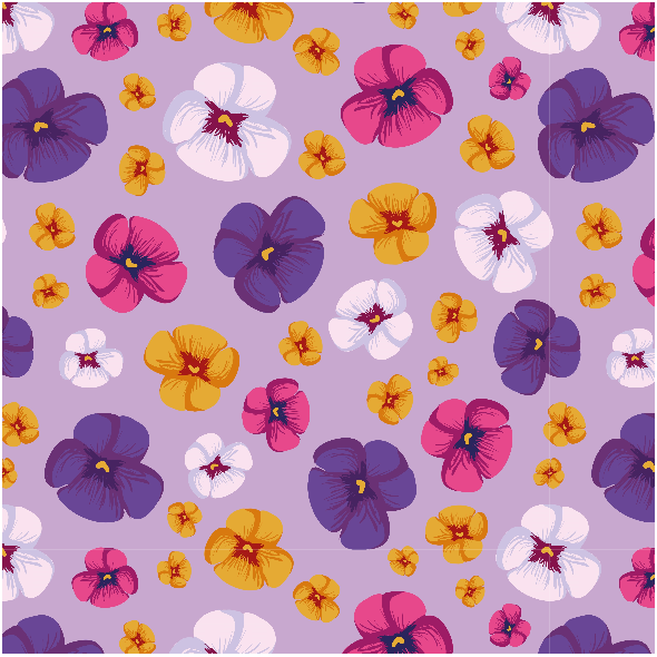 Tkanina 33075 | bratki pansies on pastel purple