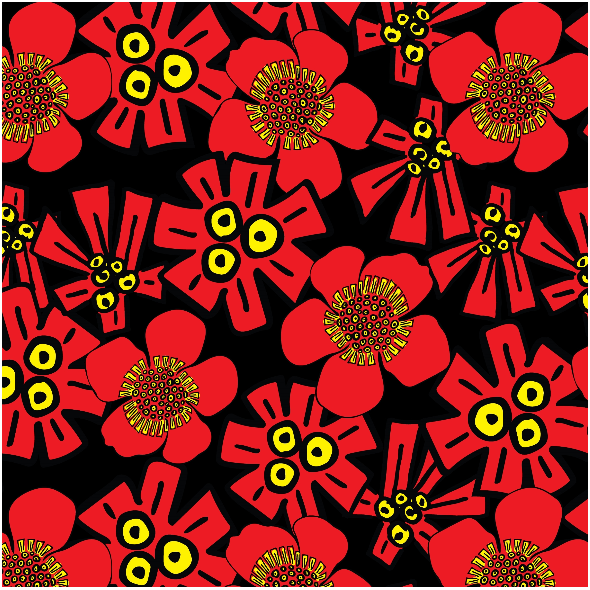 Tkanina 33153 | pole maków poppies flower field red black yellow0