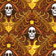 Tkanina 33154 | gothic halloween skuls czaszki memento mori orange yellow white brown