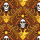 Fabric 33154 | gothic halloween skuls czaszki memento mori orange yellow white brown