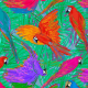 Fabric 33157 | kolorowe papugi ara colorful macaws parrots tropical birds