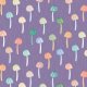 Fabric 33159 | Kolorowe grzybki colorful mushrooms on lavender purple