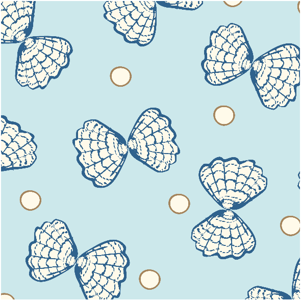Fabric 33161 | muszle i perły seashells and pearls on blue