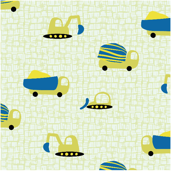Fabric 33164 | pojazdy budowlane budowa construction vehicles yellow blue for kids0