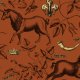 Tkanina 33287 | JEDNOROŻCE NA BRĄZOWYM TLE