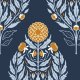 Fabric 33318 | Dahlias stylized damask