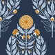 Fabric 33318 | Dahlias stylized damask