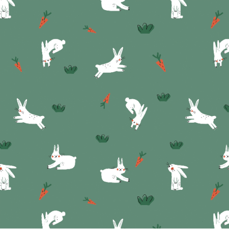 Fabric 33354 | króliki_zieleń