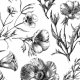 Fabric 33557 | CZARNO-BIAŁE KWIATY MAKI