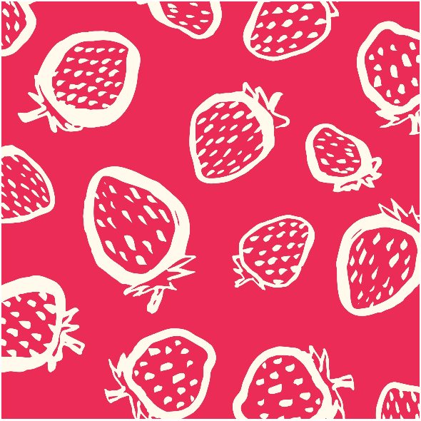 Fabric 33828 | white strawberries fruit on red  Truskawki biało-czewone