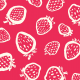 Tkanina 33828 | white strawberries fruit on red  Truskawki biało-czewone
