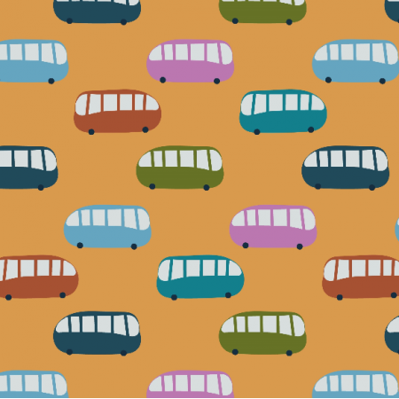 Tkanina 33837 | kolorowe autobusy poazdy dla dzieci cute colorful buses vehicles for children