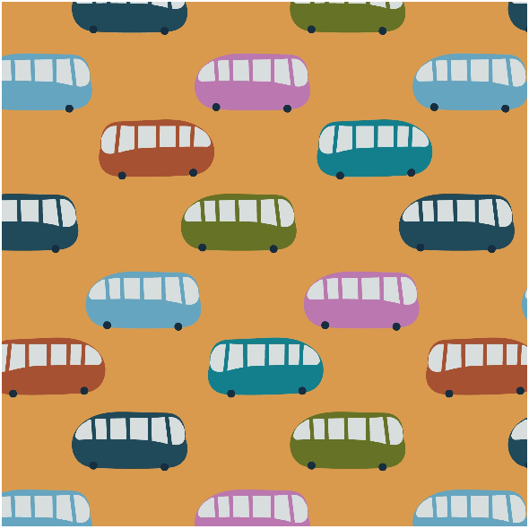 Tkanina 33837 | kolorowe autobusy poazdy dla dzieci cute colorful buses vehicles for children