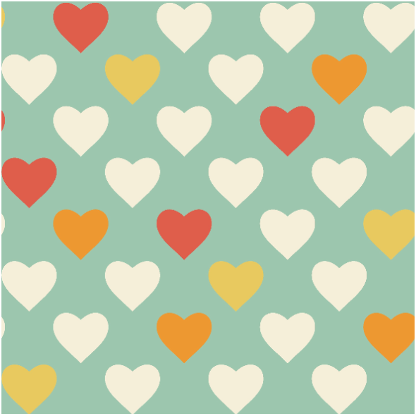 Tkanina 33922 | kolorowe serduszka na miętowym tle