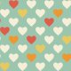 Tkanina 33922 | kolorowe serduszka na miętowym tle