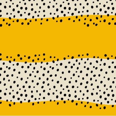 Fabric 33933 | nieregularne czarne kropki i żółte paski