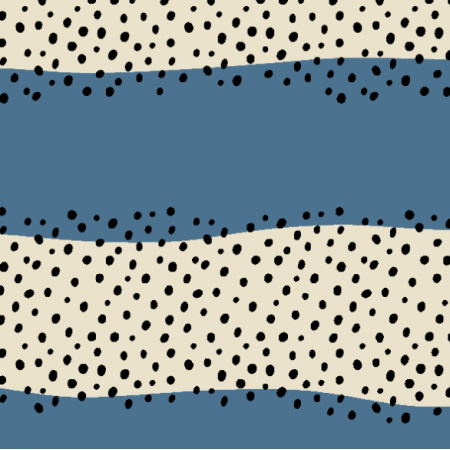 Tkanina 33934 | nieregularne czarne kropki i niebieskie paski