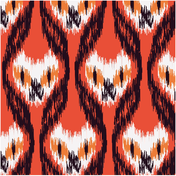 Tkanina 33957 | koty Ikat style halloween cats ogee