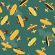 Tkanina 34019 | retro toy planes samoloty zabawki zielony żółty
