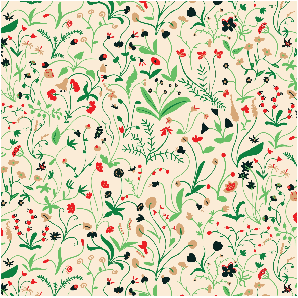 Tkanina 34021 | millefleur style floral kwiaty na łące