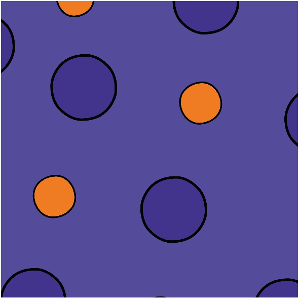 Tkanina 34024 | halloween polka dots purple orange kropki