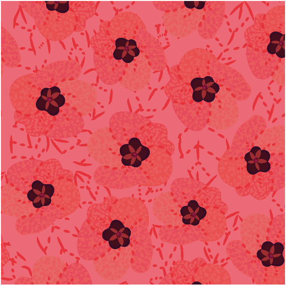 Fabric 34025 | coral Pink poppy flowers koralowe maki