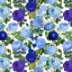 Fabric 34033 | Niebieskie Róże na Białym Tle