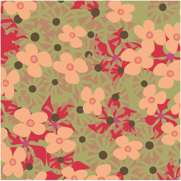 Tkanina 34044 | green and pink meadow floral ditsy zielono różowe kwiaty łączka