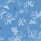 Tkanina 34049 | blue flowers butterflies and birds arden kwiat ptaki motyle